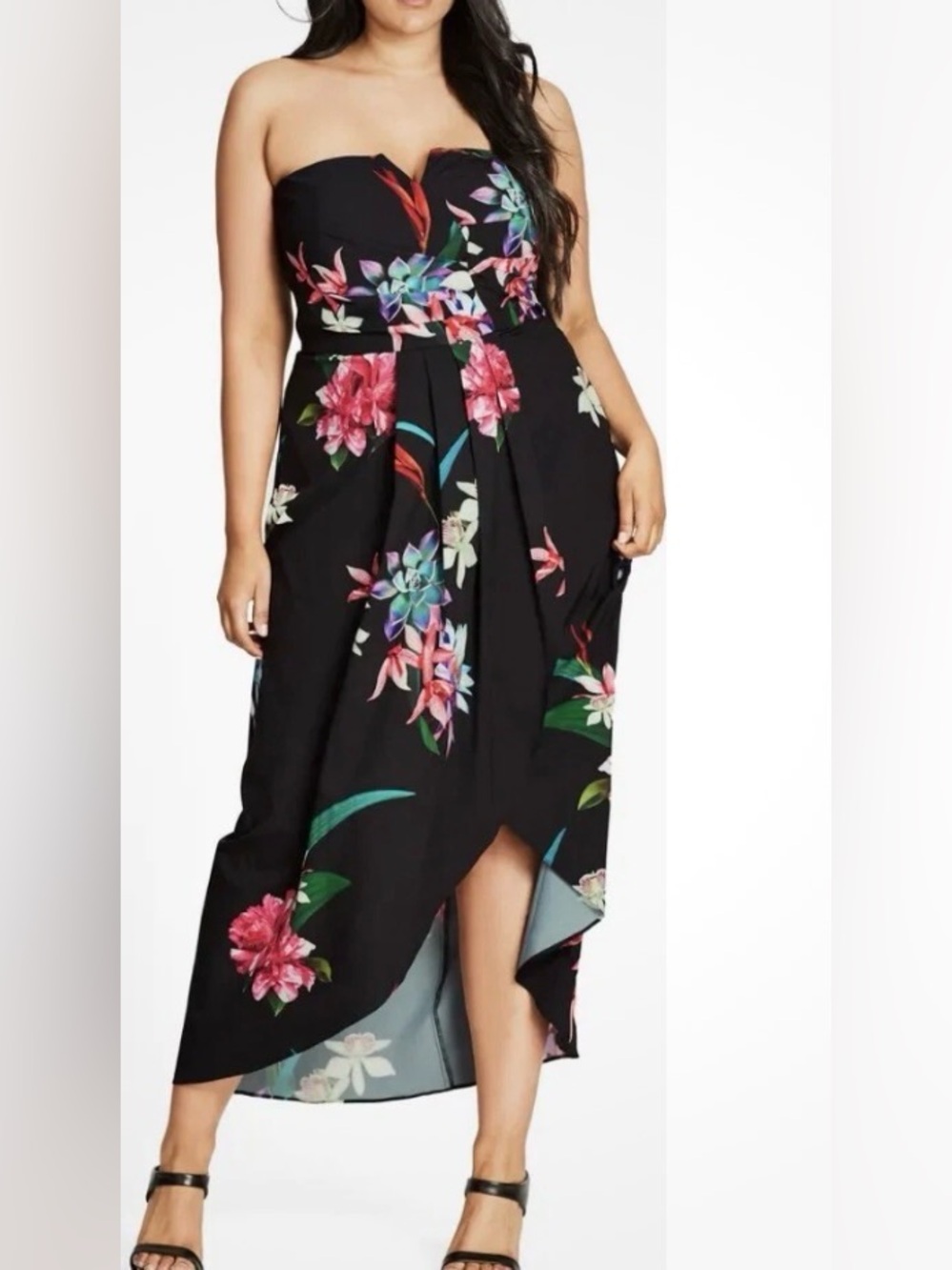 City Chic Dress in Black Floral